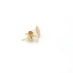 14k Tri Color Gold Square Stud Earrings